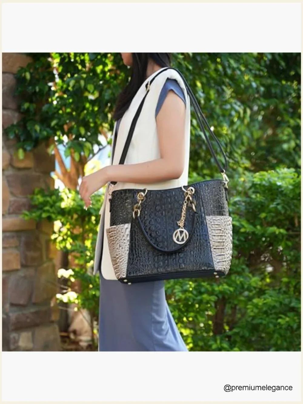 Tote Handbag Set with Wallet Vegan Leather Purse Large Shopper Bag